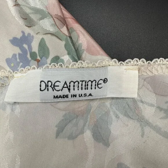 Vintage Nightgown Robe Set 1980s Dreamtime USA Floral Lace Trim Pastel Med? READ - Picture 5 of 10
